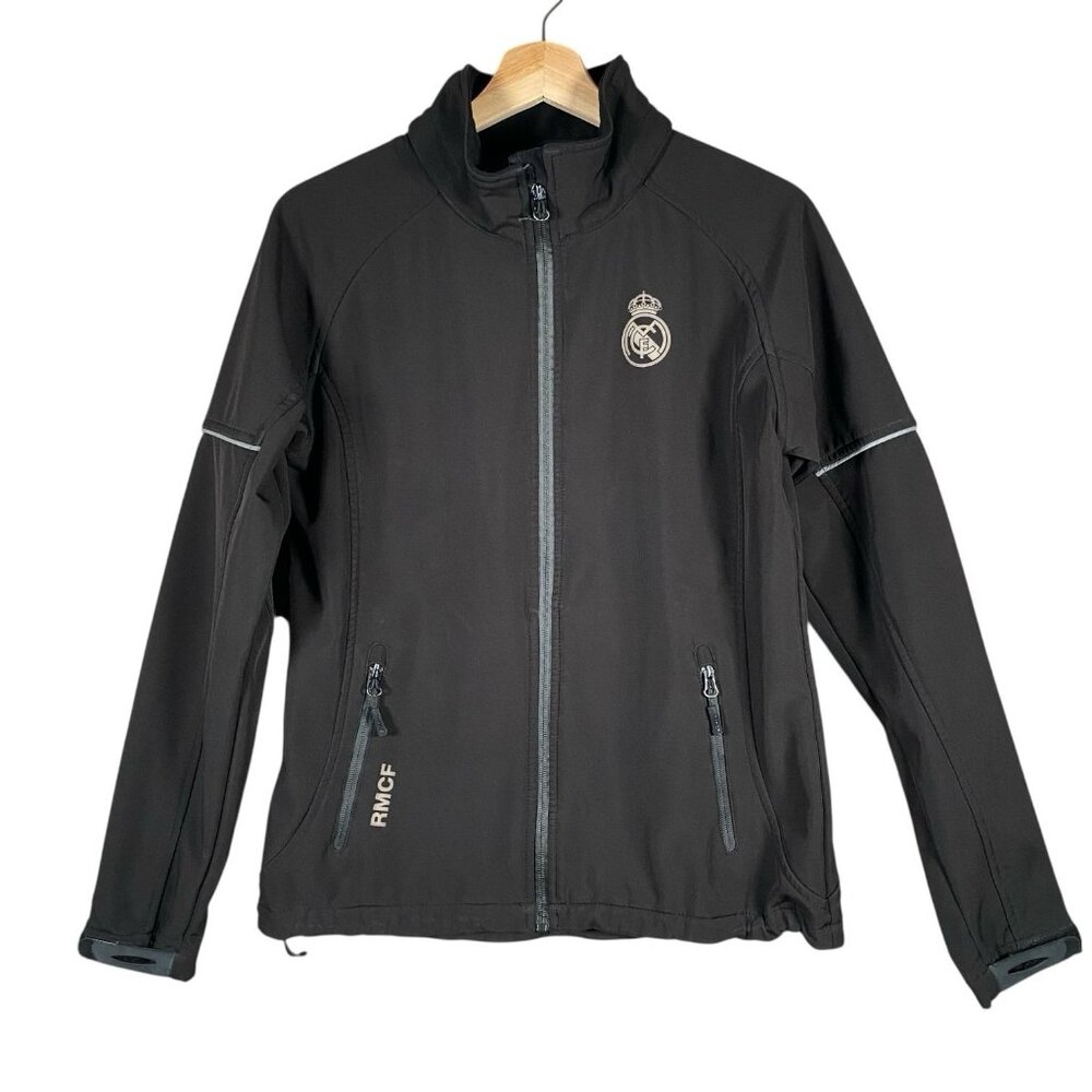 Official Real Madrid Softshell Jacket Women's Medium Black Full Zip RMCF Logo